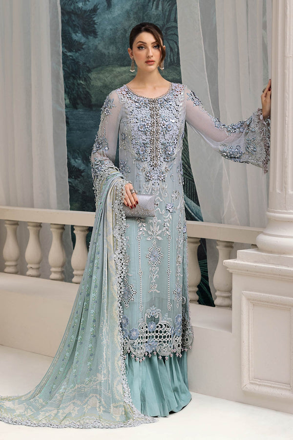 3 Piece Embroidered Chiffon Suit | MPC-25-108